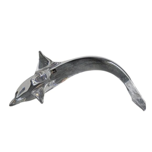 Daum France Crystal Dolphin Large Clear Signed 19" x 7" x 7.5"  READ - Picture 1 of 6